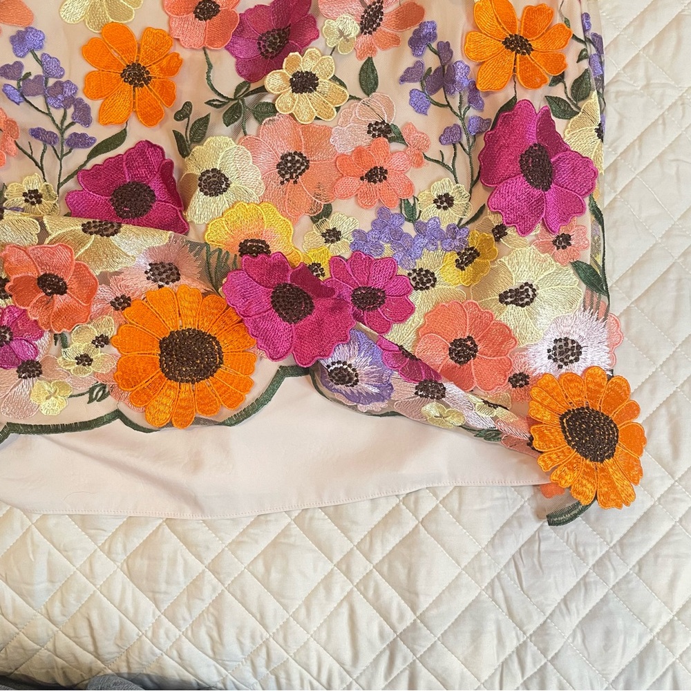 NWT Eliza J 3D Embroidered Floral Mesh Puff Sleeve Sheath Dress Plus Size 22W - Picture 9 of 16